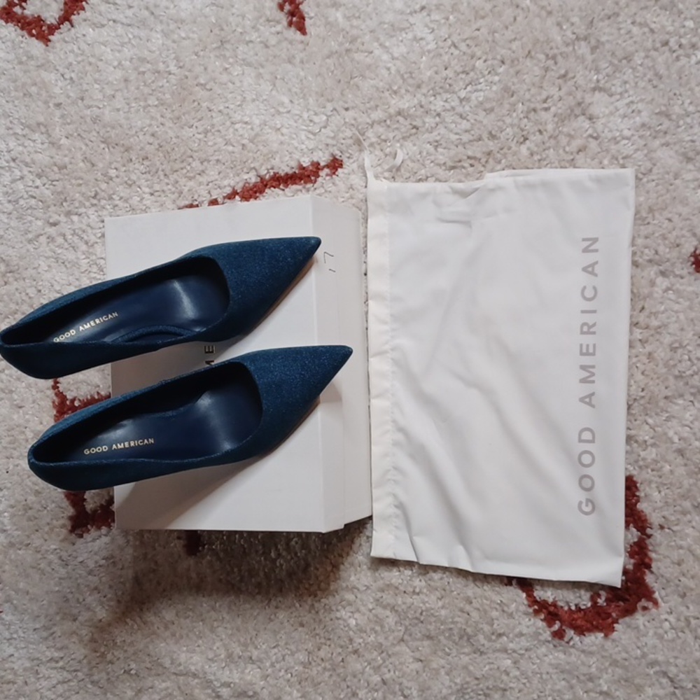 NIB- Good American- Stiletto Pumps- Denim- Size 11